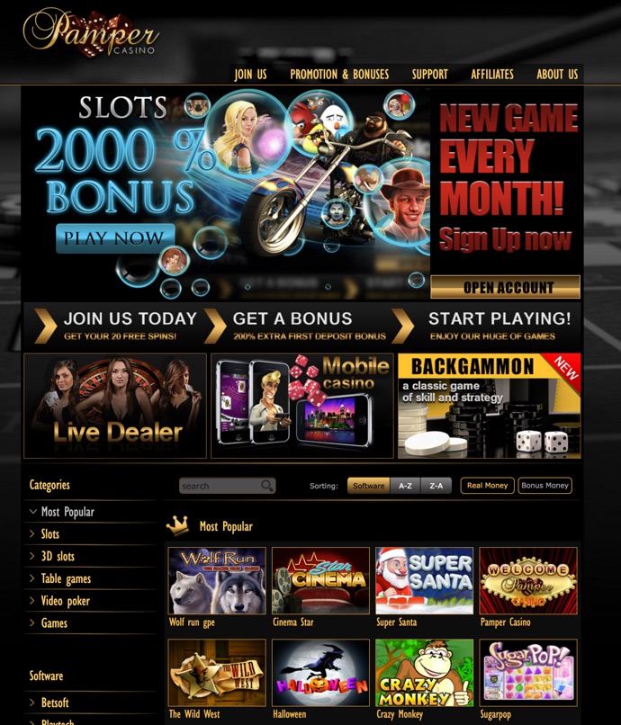 pamper casino no deposit bonus codes