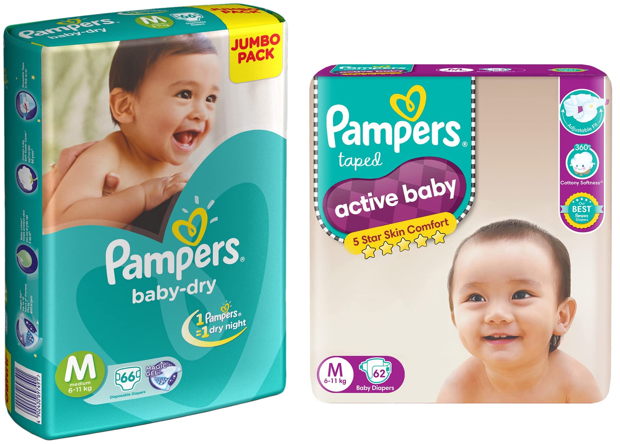 pampers 4 active baby dry 62