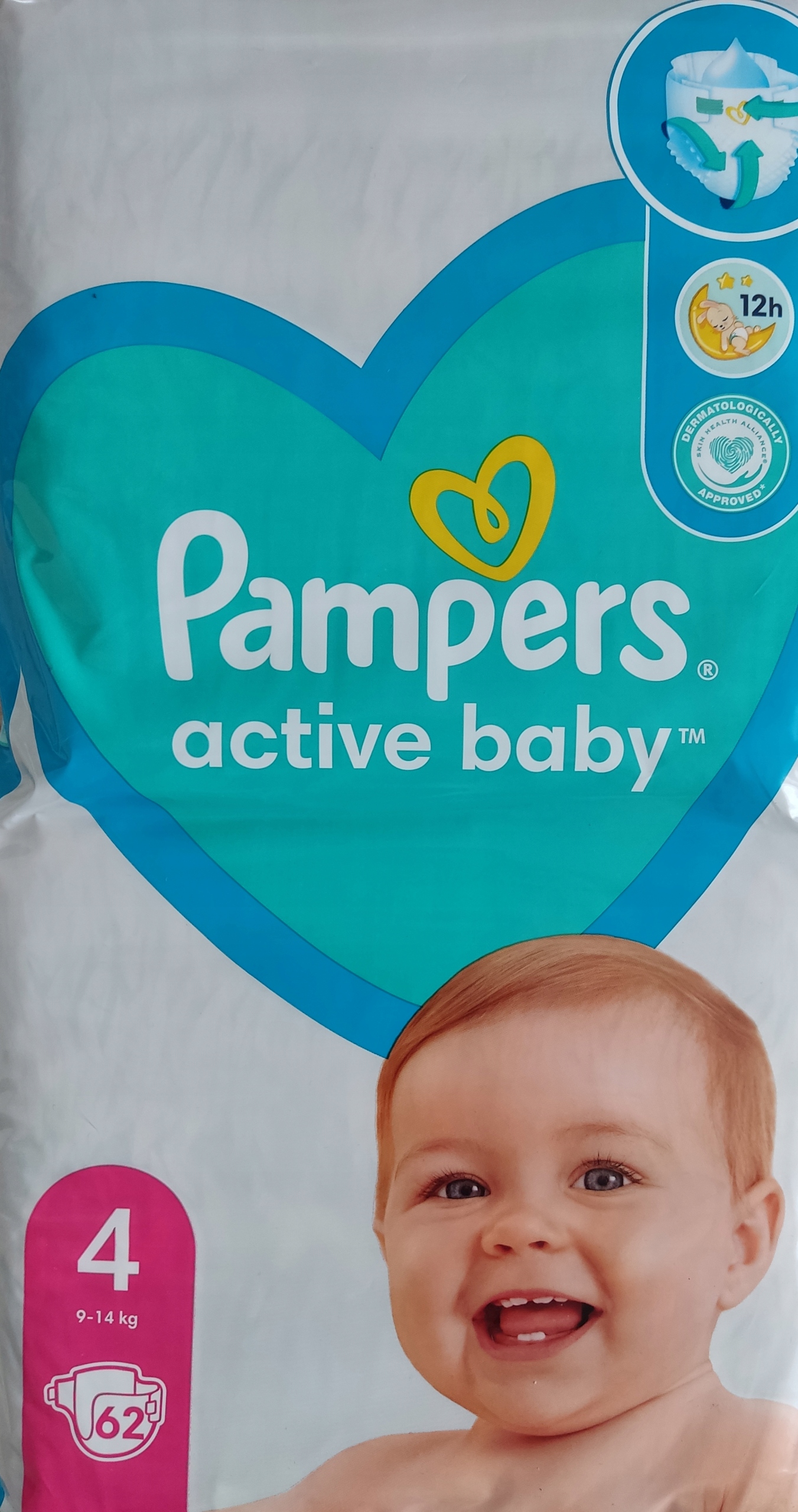 pampers active baby 4 62 szt