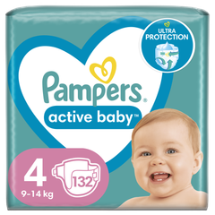 pampers active baby-dry pieluchy rozmiar 4 maxi 8-14kg 132 sztuki