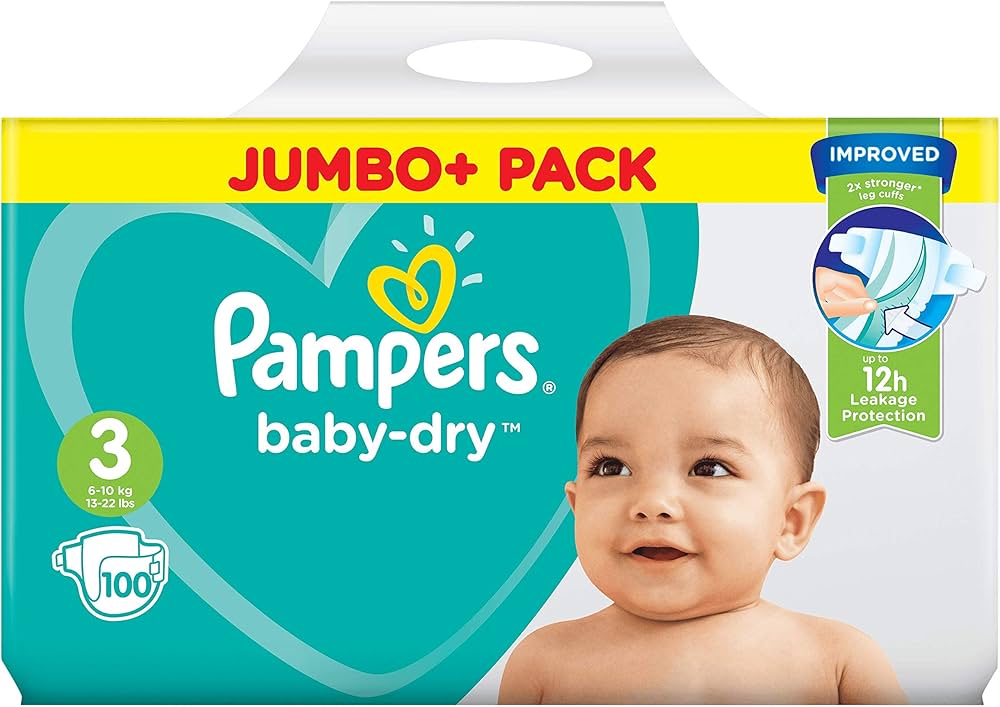 pampers baby dry size 3 jumbo+ pack 100 nappies