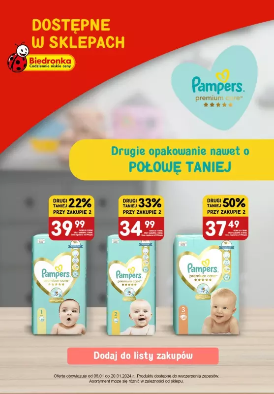 pampers biedronka plock