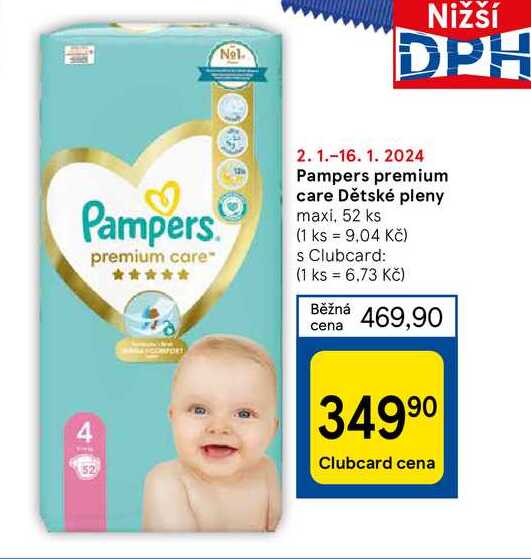 pampers premium care 4 cena tesco