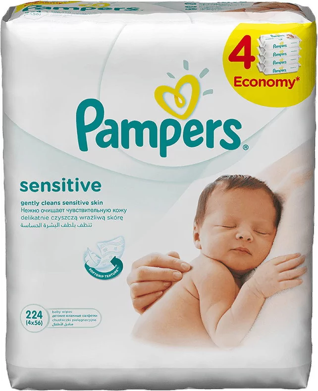 pampers sensitive chusteczki dla niemowląt 6 x 56 sztuk