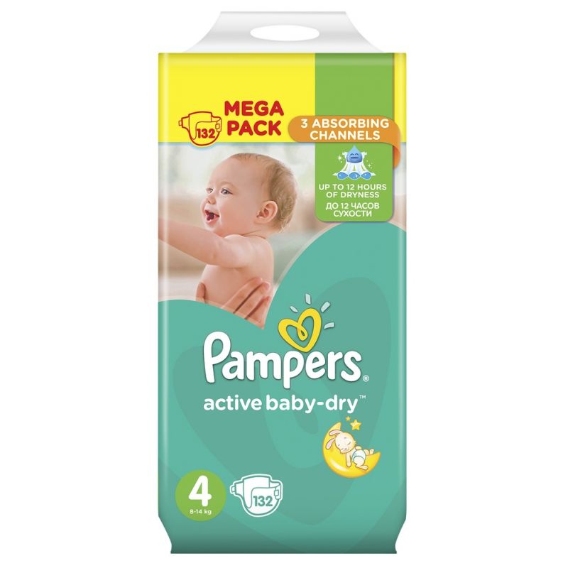 pampersactive baby-dry pieluchy 4 maxi 8-14 kg 64 szt