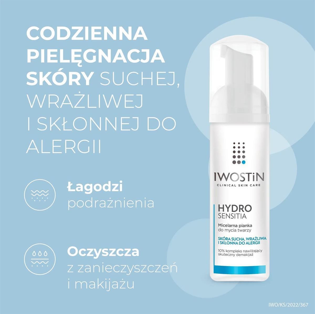 pianka micelarna do mycia twarzy hydro sensitia o iwostin