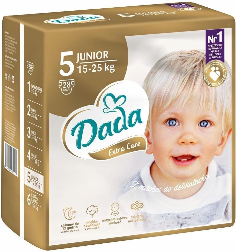 pieluszki dziecięce jednorazowe dada extra soft 5 junior 15-25 kg